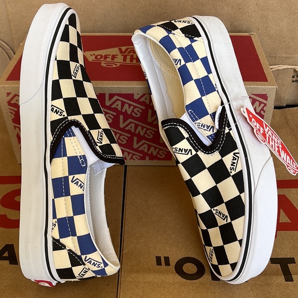 Vans Classic Slip On Big Check Black/Navy sneakers WMNS - Picture 12 of 16